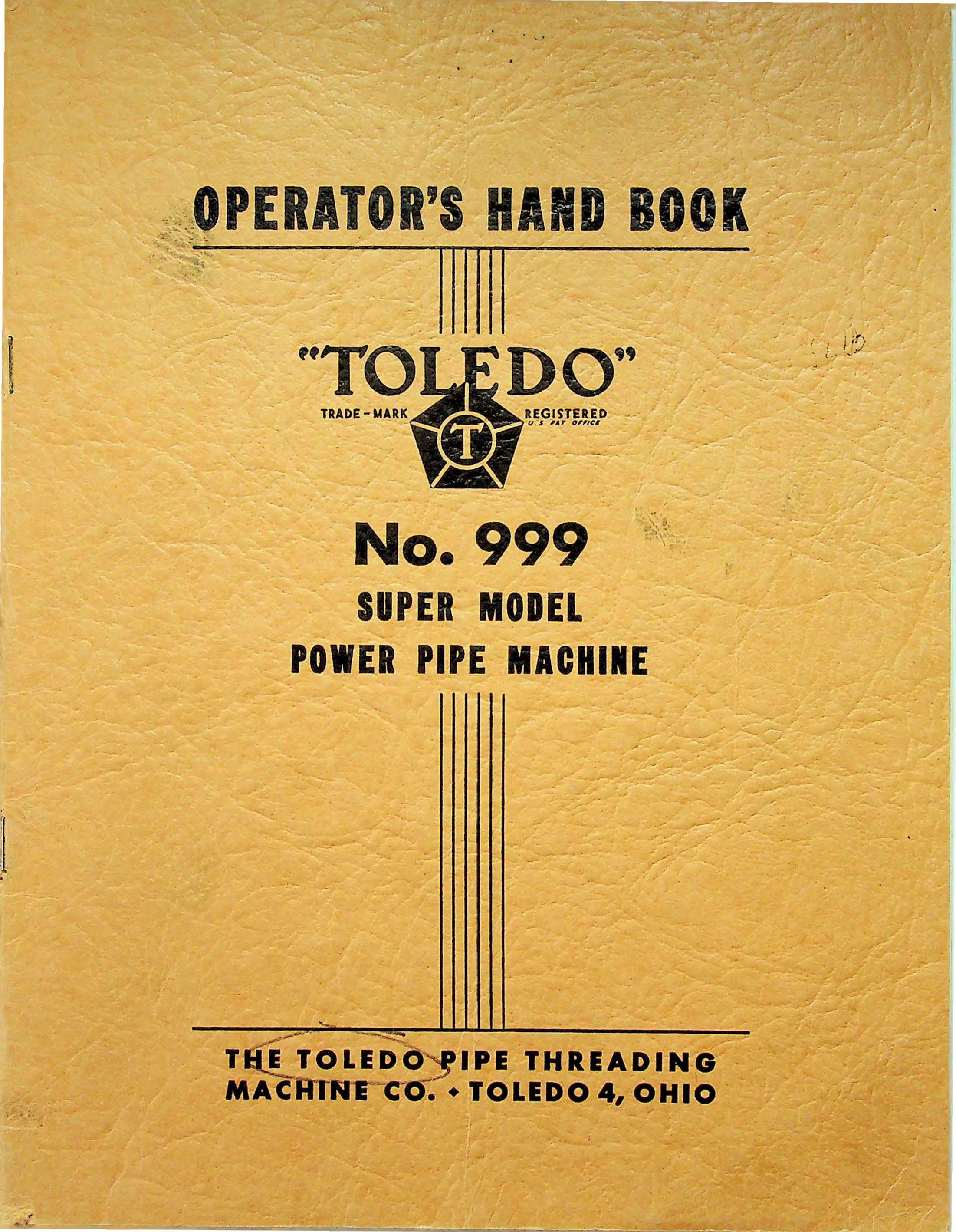 No. 999 Operator’s Handbook cover
